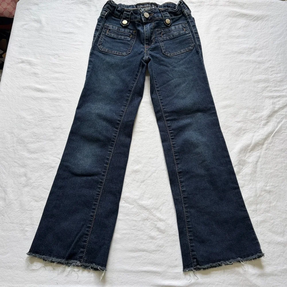 Joe's Jeans Girls Dark Wash Flare Wide Leg Raw Hem Denim Pants Size 7